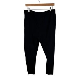 Roamans Black Leggings Size 18/20 Side Lace Detail Stretch Comfy Lattice Trim